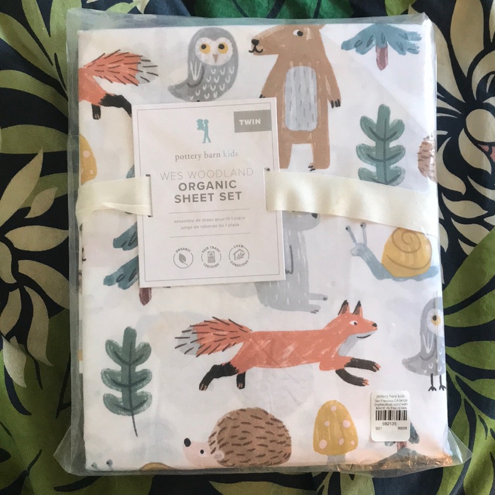 Pottery Barn Kids woodland twin sheet set